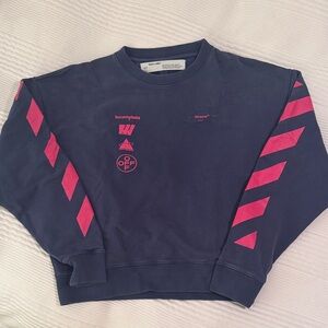 Off-White Virgil Abloh's Navy and Pink Crewneck Sweatshirt